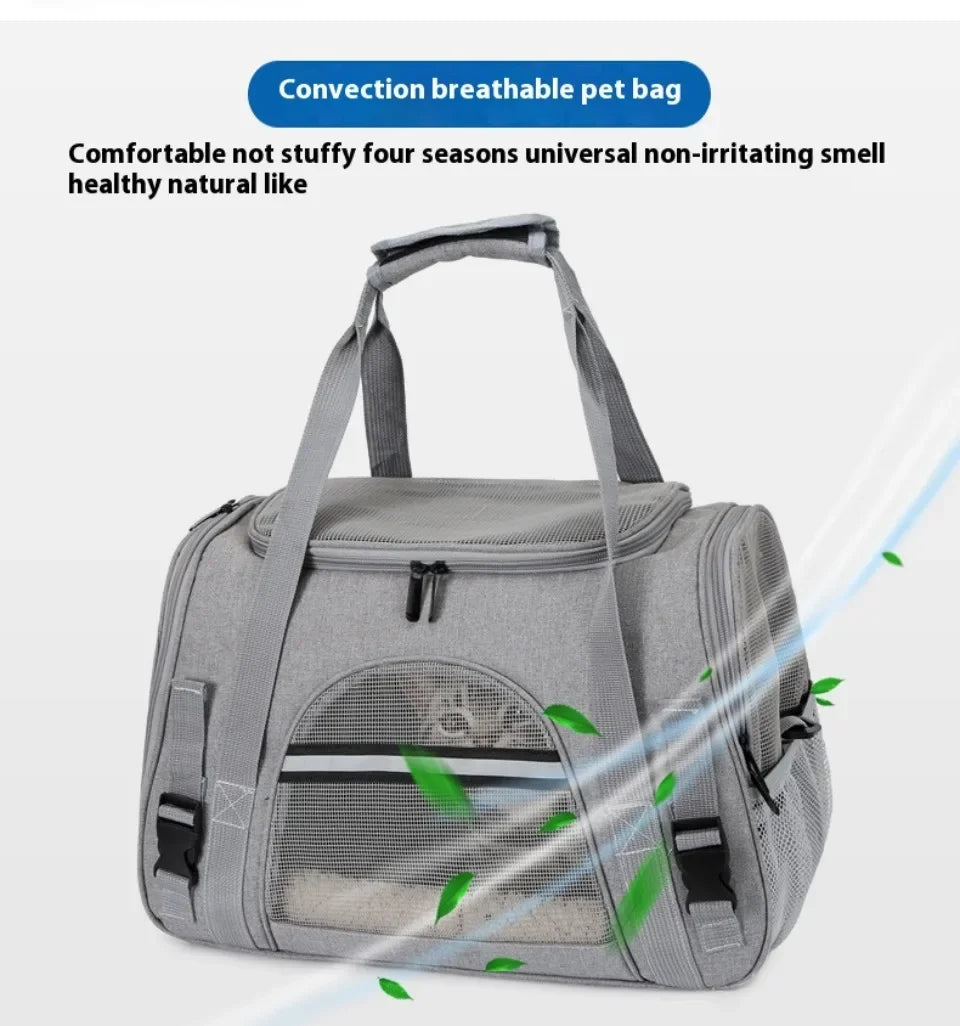 Travel Bag for Dog Cat Softl Pet Carriers Portable Breathable Foldable Bag Pets Transport Handbag with Locking Safety Zippers