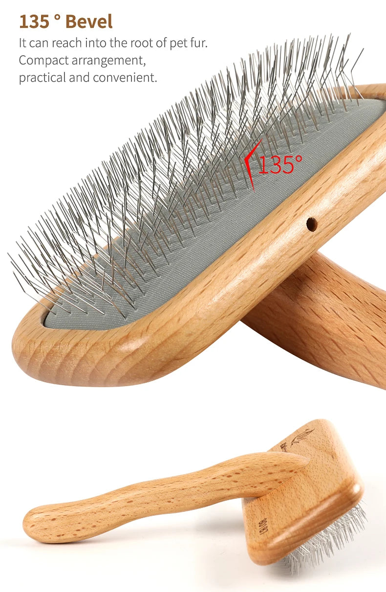 Fenice Pet Grooming Comb Wooden Handle Needle Comb For Hair Pet Brush Beauty Brush Dog Accessories