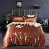 High-end Blending Natural Mulberry Silk Bedding Set Luxury Satin Silky Queen Size Duvet Cover Set with Sheets King Size Bed Set