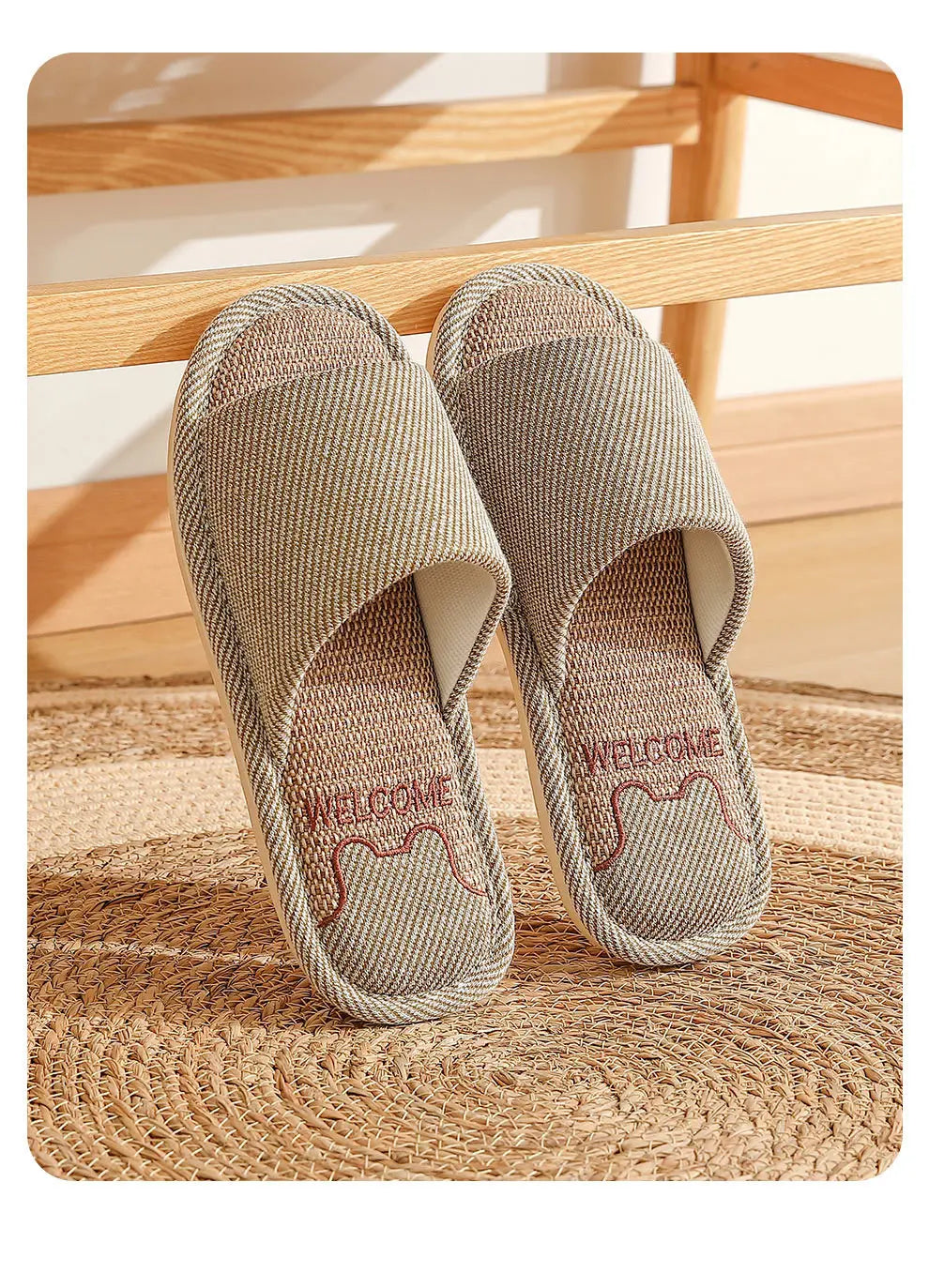 Couples Home Cotton Linen Slippers Women Indoor Bedroom Soft Slides Comfortable Men House Shoes Non-slip Breathable Flats