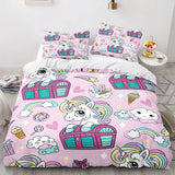 Unicorn Duvet Cover Set Cartoon Galaxy Rainbow Colourful Unicorn Cute Romantic Theme for Kids Girls Polyester Comforter Cover