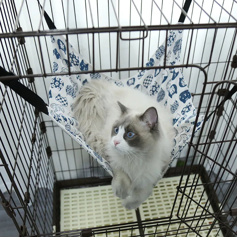 Cat Hanging Hammock with Adjustable Straps Double-Sided Pet Cage Hammock Hanging Bed Resting Sleepy Pad for Small Animals Pets