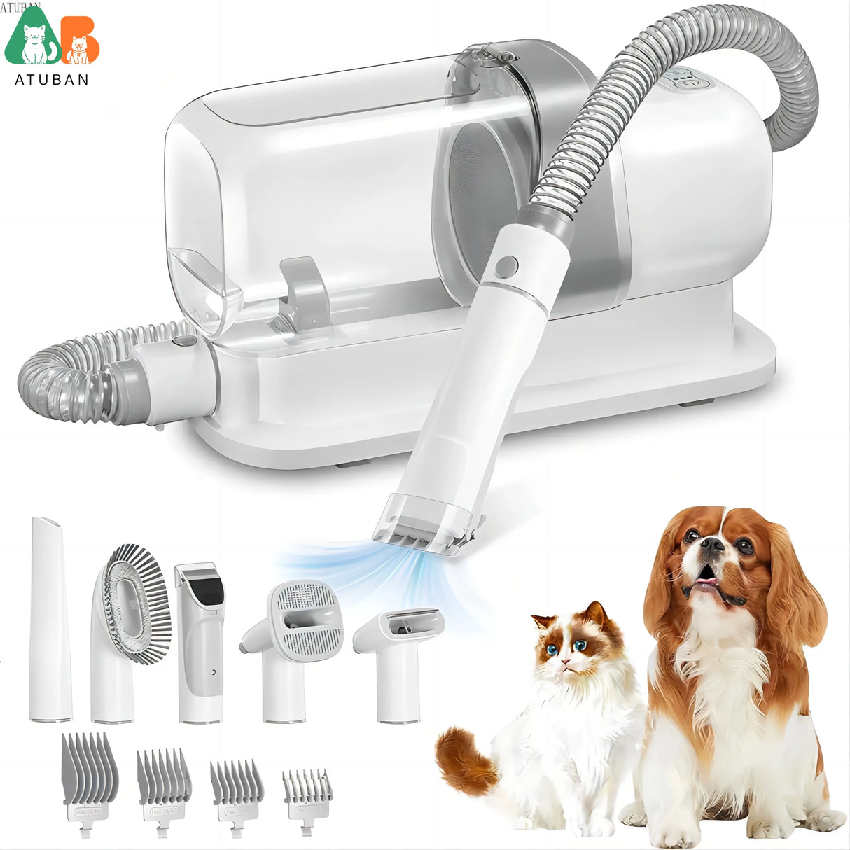 ATUBAN Pet Grooming Vacuum & Dog Grooming Kit with 2.3L Capacity Larger Pet Hair Dust Cup Dog Brush for Pet Hair Vacuum Cleaner