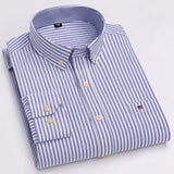 100% Cotton Mens Oxford Shirts New Hot Sale Long Sleeve Casual Stripe Soft Buttoned Plaid Formal Male Clothes Plus Size 7XL 6XL