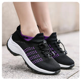 Women Walking Shoes Fashion Breathable Loafers Sneaker for Fitness Sport Comfort Casual Height Increasing Elastic Lady Trainers