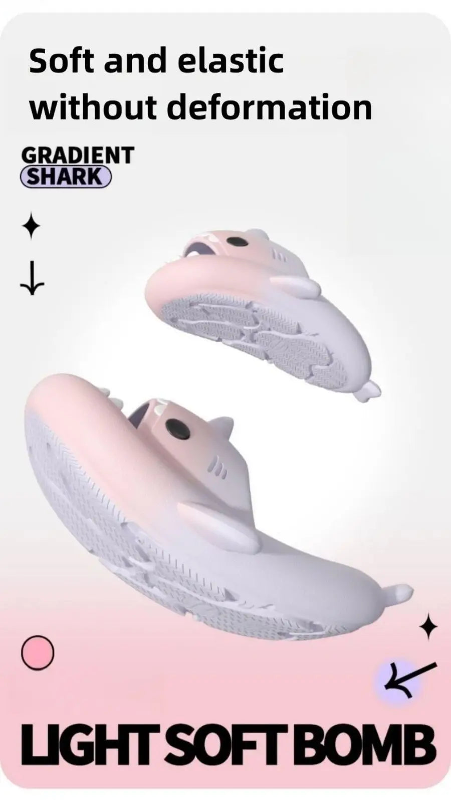 2024 Summer Gradient Shark Slippers Bathroom Slippers Household Anti slip Flat Shoes Girl Boy Beach Shoes Children's Fun Sandals