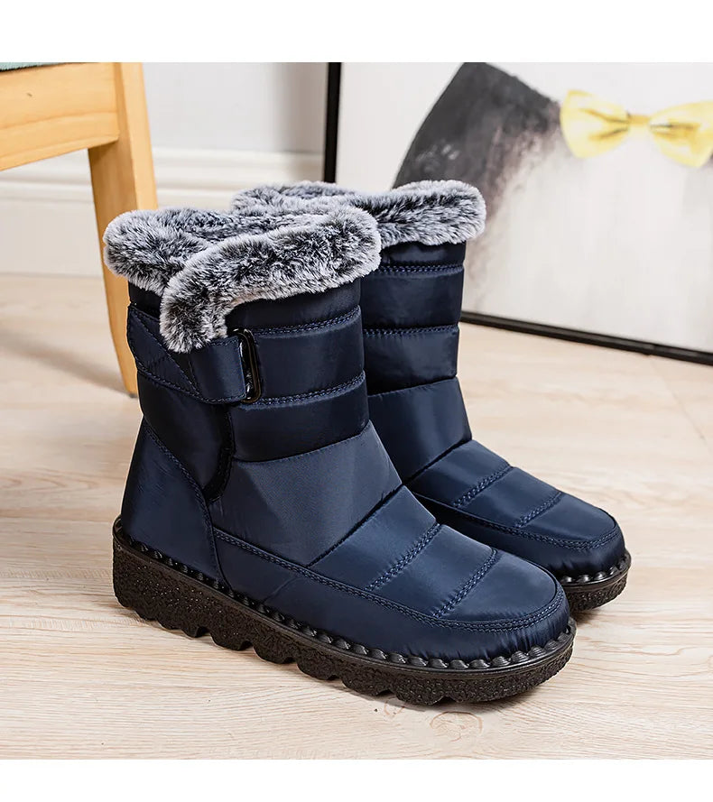 Waterproof Winter for 2023 New Faux Fur Long Platform Snow Warm Cotton Couples Shoes Plush Woman Ankle Boots