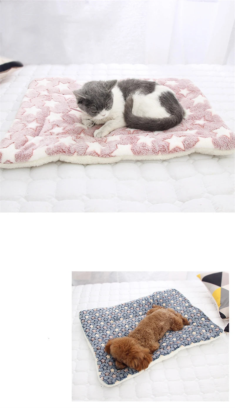 Washable Dog Bed Thickened Dog Mat Pet Cat Soft Fleece Pad Blanket Mat Cushion Home Bed Rug Keep Warm Pet Supplies cama perro