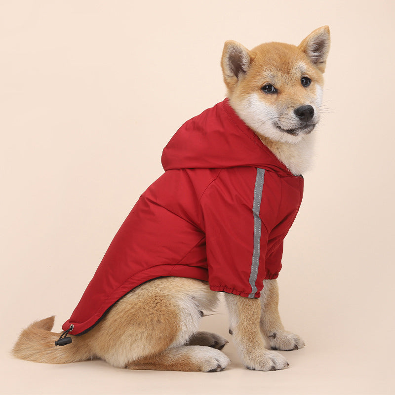 Autumn Winter Pet Dog Waterproof Warm Coat Cotton Hooded Jacket The Dog Face Small Dogs Cat Reflective Pet Clothes Winter Coat