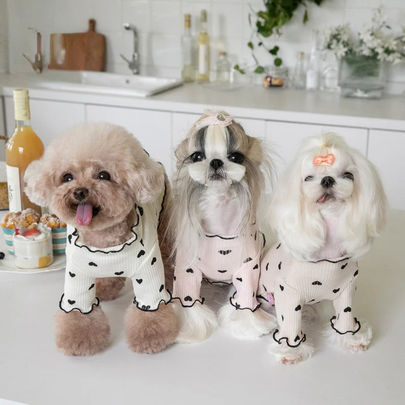 Autumn and Winter New Year Christmas Pet Undercoat Clothes Embroidered Bear Waffle Home Vest Dog Cat Yorkshire Schnauzer Maltese