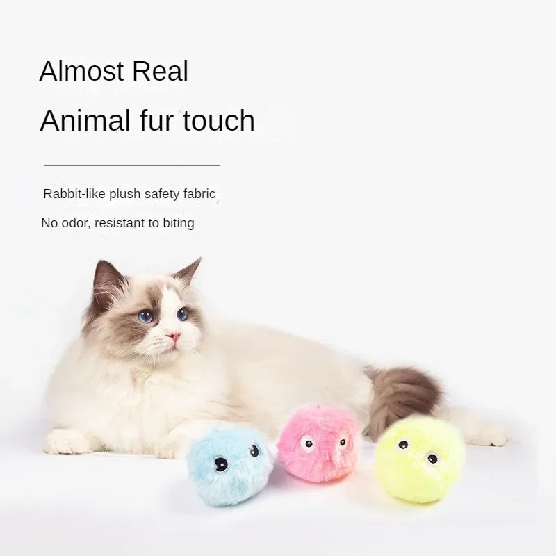 Plush Smart Ball Interactive Cat Toys Electric Catnip Training Toy Kitten Touch Sounding Pet Product Squeak Cats Toy Ball