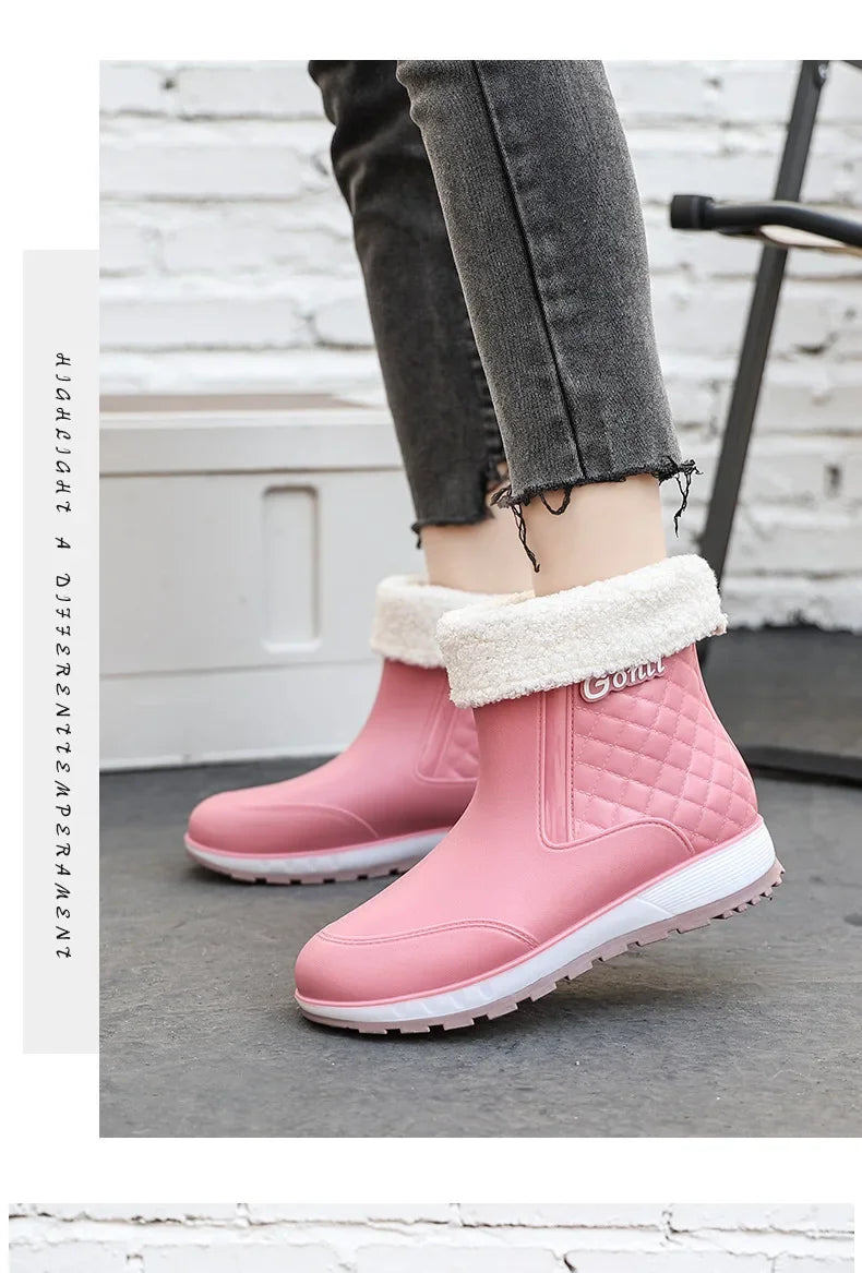 2024 New Fashionable Adult Nonslip Outer Wear Rainy Day Waterproof Rain Boots Waterproof Leisure Fishing and Sea Shoes for Women