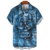 Summer Skull Head 3D Printed Men Shirt Man/Women Casual Fashion Short Sleeves Shirts Button Lapel Tops Oversized Unisex Clothes