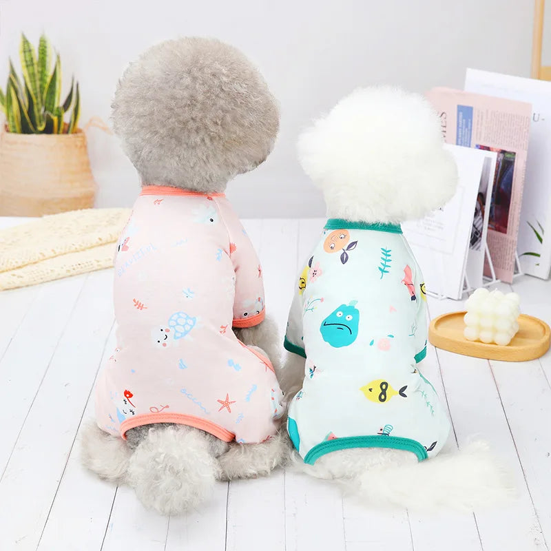 Cute Small Dogs Pajamas For Pet Dogs Cat Clothes Puppy Jumpsuit For Dog Coat For Chihuahua Pomeranian Dogs Print Clothing Shirt