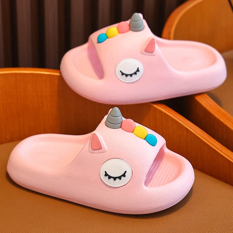 New Summer Pretty Cute Cartoon Foal Slippers Children's Non-Slip Soft Sole Sandals Boys Girls Home Slides Scuff For Kids Shoes