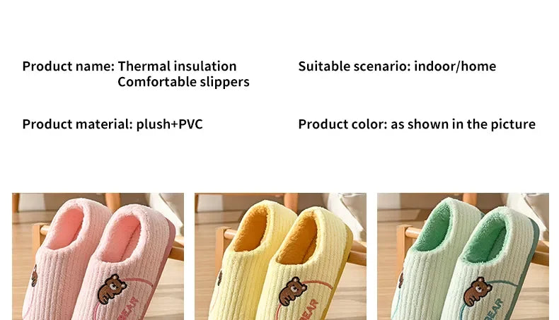 Winter Cotton Slippers for WOMEN'S Home Wear, Extra Thick and Warm, Simple and Cute Couple Winter Cotton Shoes A283