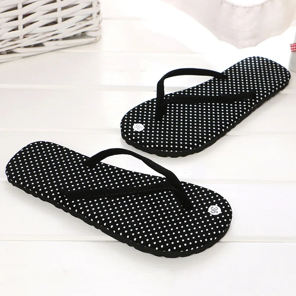 Summer New High-quality Beach Female Sandals Leopard Print Flip Flops Women Non-slip Casual Flat Slippers Polka-dot Slides Women