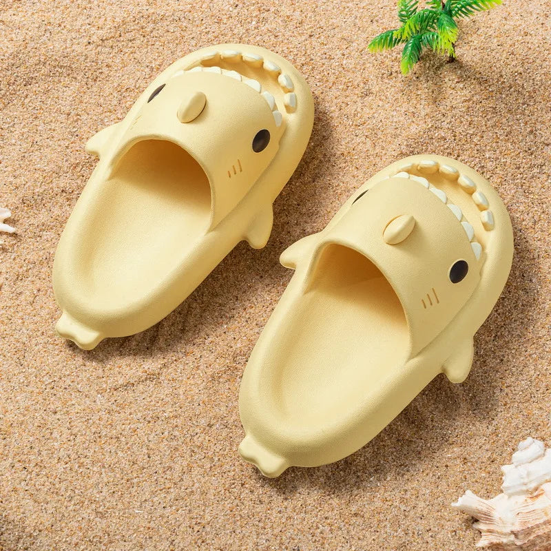 Summer Women Shark Slippers Men Eva Solid Color Slides Adults Fashion Thick Soles Flip Flops Couples Outdoor Non-Slip Sandals