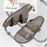 Men Leather Summer Sandals 2023 Male Women Birke Slippers Clogs Slippers Classic Buckle Cork Slides Slippers for Men Slippers