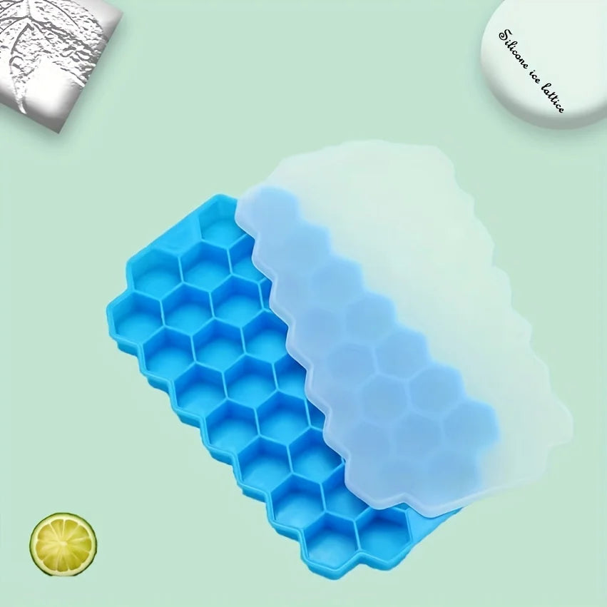 Food Grade Silicone Honeycomb with Lids - Easily Removable Mould for Ice Cream, Cold Drinks, Whiskey Cocktails - BPA-Free