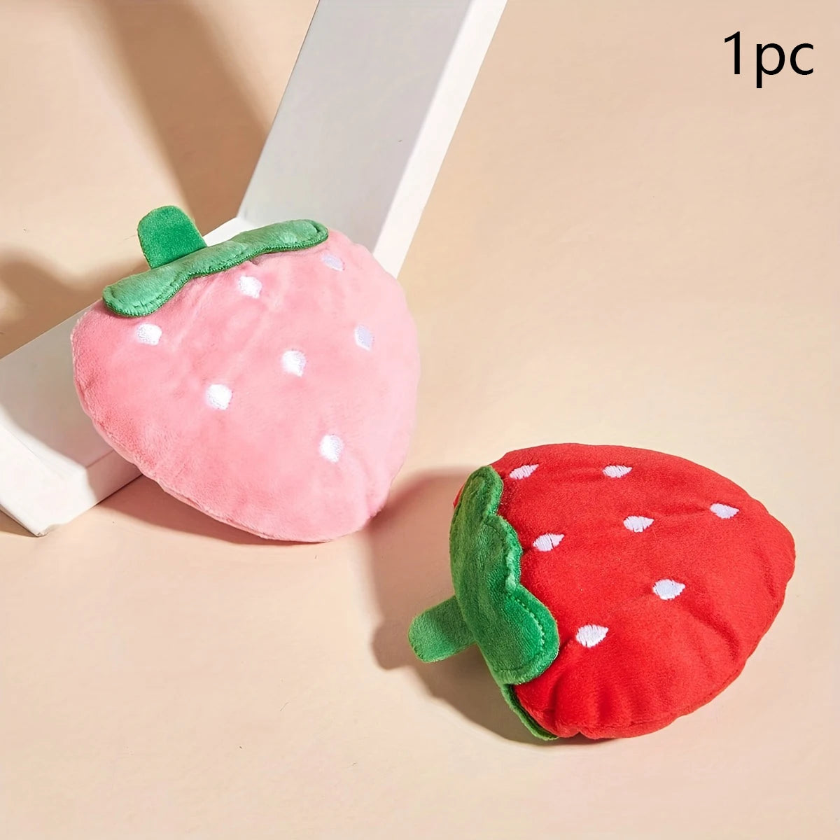 1pc Cute Strawberry Design Pet Grinding Teeth Plush Toy, Chew Toy For Dog Interactive Supply