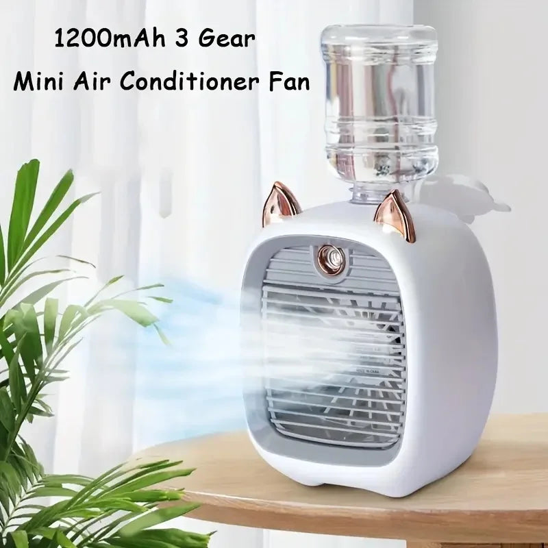 USB Charging Mini Air Conditioning Fan Electric Fan Desktop Spray 1200mAh Three Gear Air Conditioning Water-cooling Fan USB Type