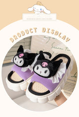 Sanrio Cute Slipper Antislip Flax Comfortable Pochacco Hello Kitty Kuromi Outdoor Indoor Slides Cartoon Sweet