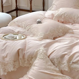 4/7Pcs French Romantic Wedding Chic White Lace Bedding Set 1000TC Egyptian Cotton Ultra Soft Duvet Cover Bed Sheet Pillowcases