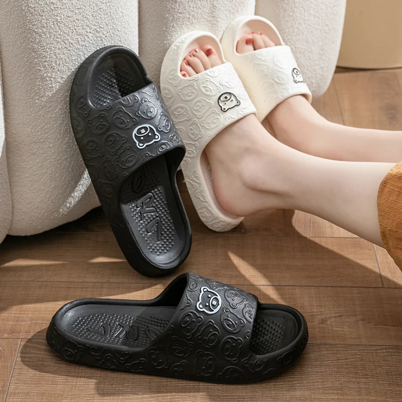 New Fashion Summer Couple Cosy Flat Slides Lithe Thin Soft Sole Sandals For Women Men Slippers Gent Shoes Home Indoor Flip Flops