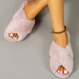 Soft Fluffy Fur Slippers New Women Winter House Warm Furry Slippers Women Flip Flops Home Slides Flat Indoor Floor Shoes