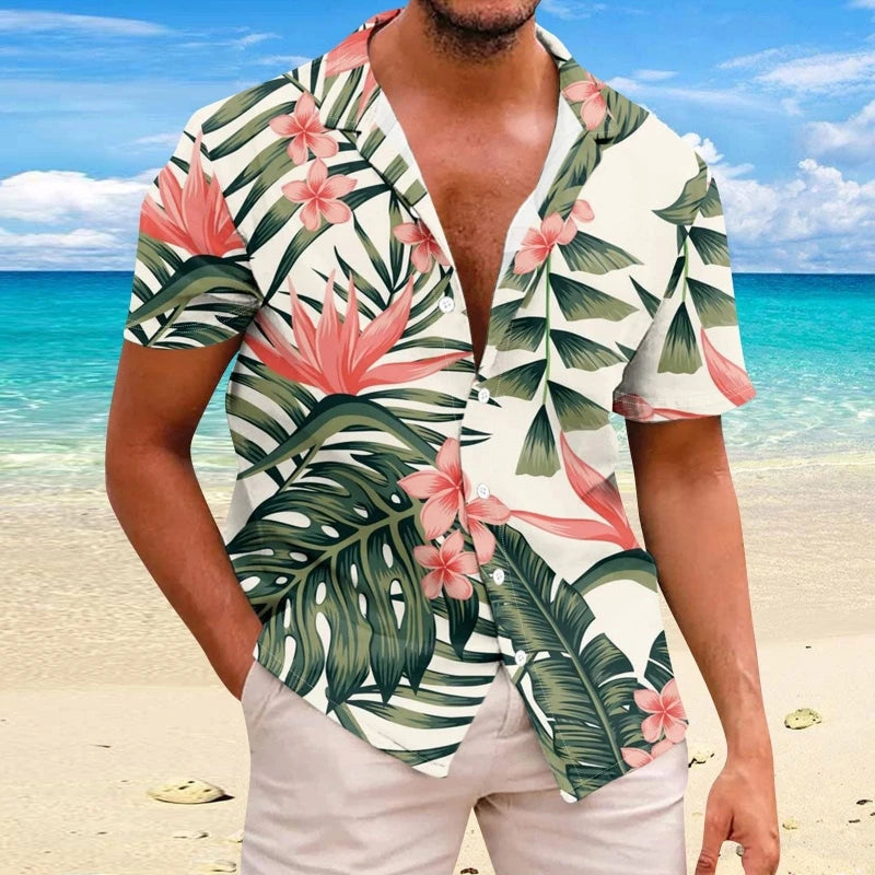 2025 Summer Animal Crane Men Hawaiian Shirt 3d Plant Shirt For Men Flower Print Plus Size Hawaiian Shirts Beach Flower Shirt 5xl