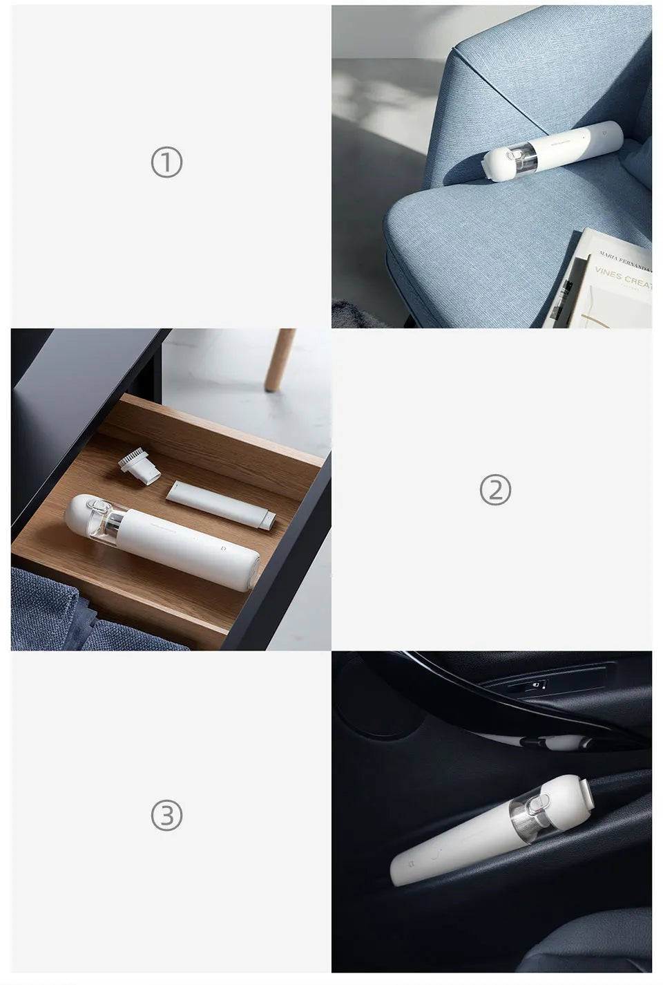 Xiaomi Mijia Portable Car Vacuum Cleaner Mini Handheld Wireless Cleaning Machine for Home Auto Supplies 13000Pa Cyclone Suction