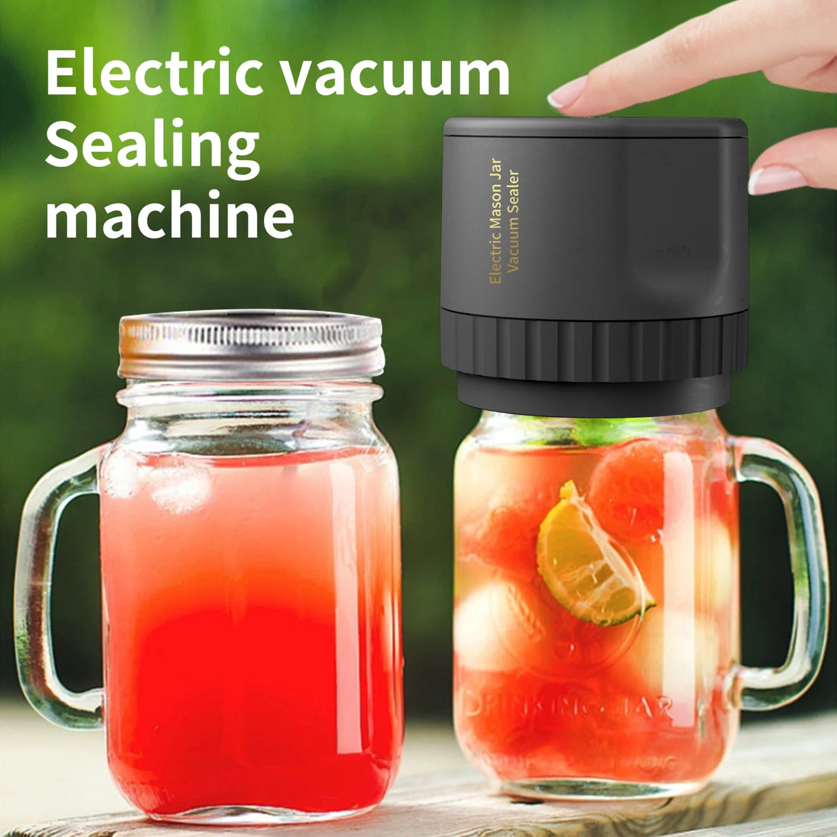 Electric Mason Jar Vacuum Sealer, Cordless Vacuum Sealer Kit for Wide-Mouth and Regular-Mouth Mason Jars, for Food Storage