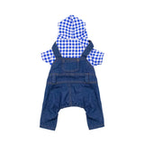 Pet Clothes Dog Cat Striped Plaid Jean Jumpsuit Hoodies Pet Costume for Small Medium Dog Chihuahua French Bulldog Puppy Clothing