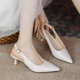 2024 New Women's Sandals Pointed Toe Slingbacks Pumps Wedding Shoes Low Heels Dress Shoes Slip on Black Women Shoes