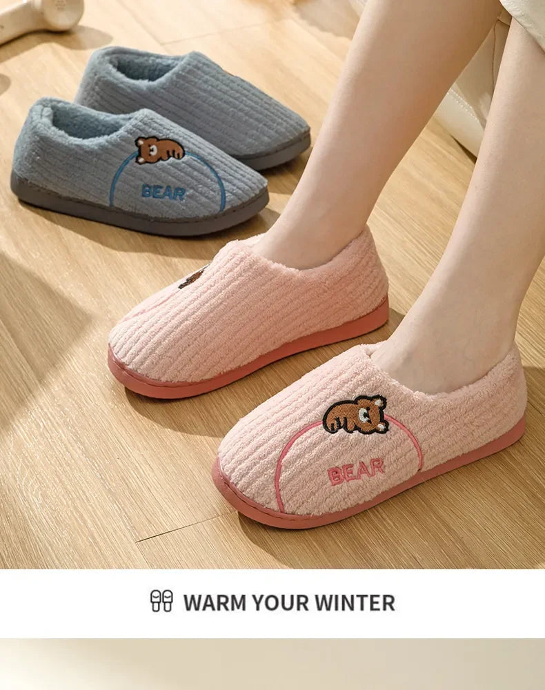 Winter Cotton Slippers for WOMEN'S Home Wear, Extra Thick and Warm, Simple and Cute Couple Winter Cotton Shoes A283