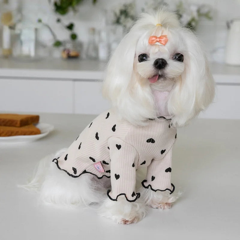 Autumn and Winter New Year Christmas Pet Undercoat Clothes Embroidered Bear Waffle Home Vest Dog Cat Yorkshire Schnauzer Maltese