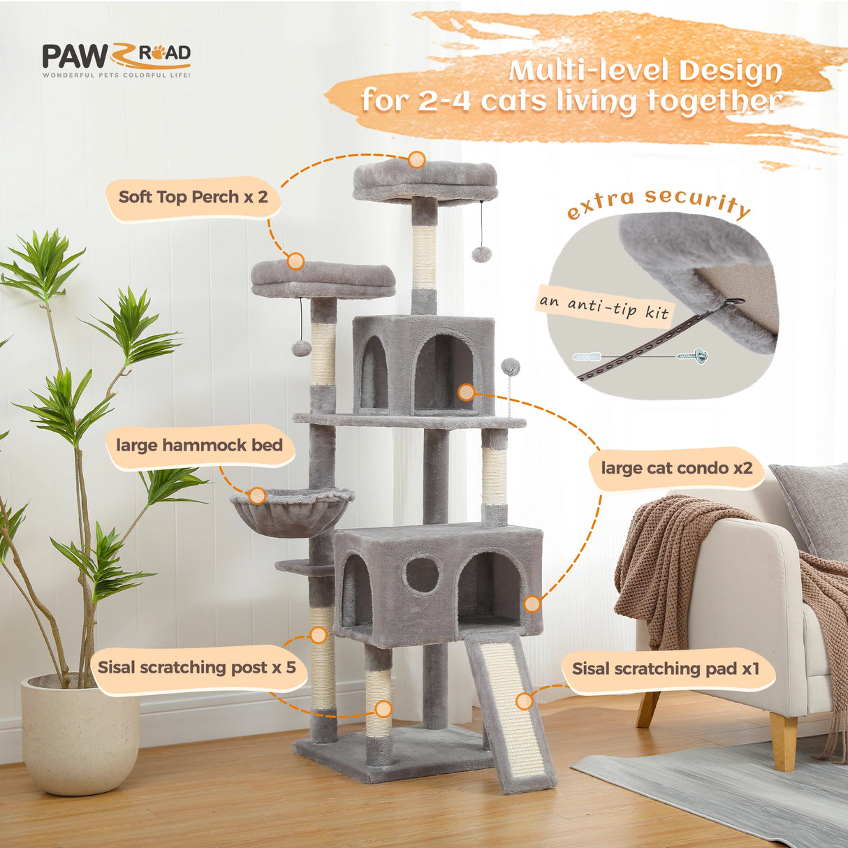 Domestic Delivery Big Cat Tree Tower Condo Furniture Scratch Post Cat Jumping Toy with Ladder for Kittens Pet House Play