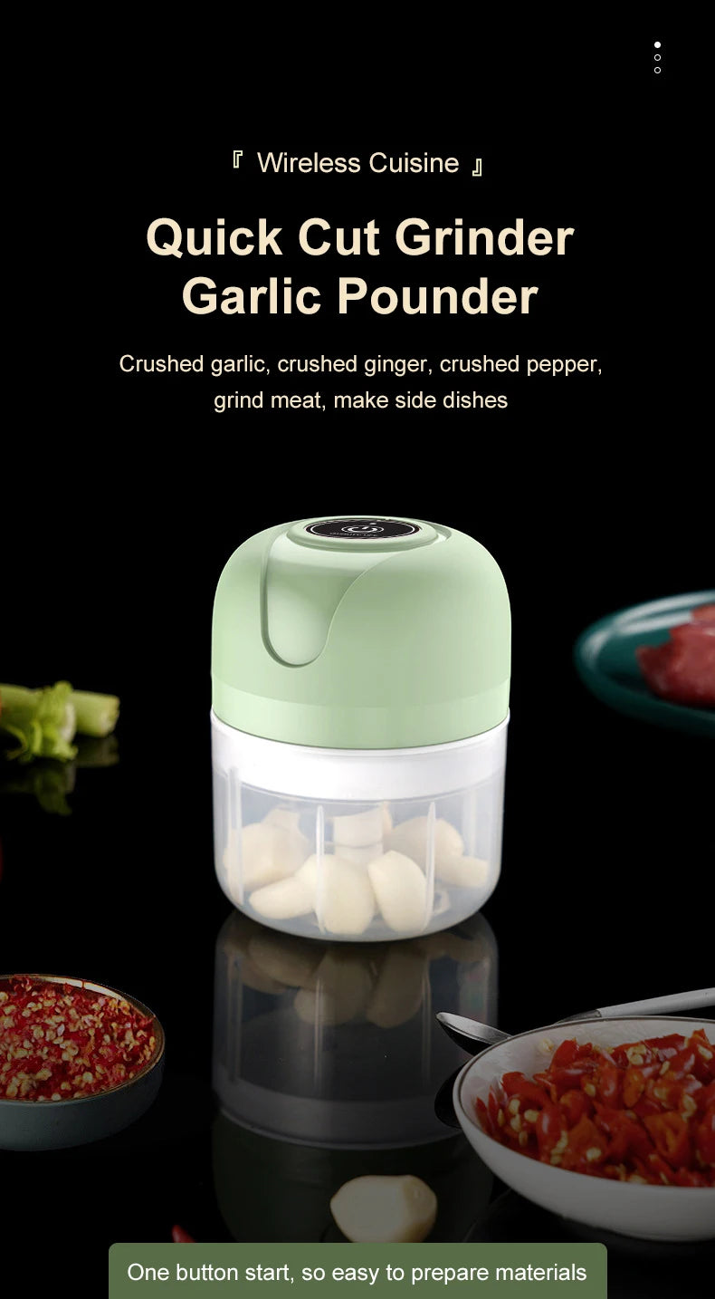 Mini Electric Garlic Chopper USB Meat Grinder Garlic Masher Machine Sturdy Durable Crushed Ginger Vegetable Crusher Kitchenware