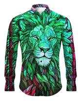 Tiger Print Long Sleeve Shirt For Men Clothing 3D Lion Pattern Spring Autumn Long Sleeve Tops Street Casual Fashion Long Sleeved