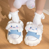 Sanrio Cute Slipper Antislip Flax Comfortable Pochacco Hello Kitty Kuromi Outdoor Indoor Slides Cartoon Sweet