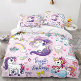 Unicorn Duvet Cover Set Cartoon Galaxy Rainbow Colourful Unicorn Cute Romantic Theme for Kids Girls Polyester Comforter Cover