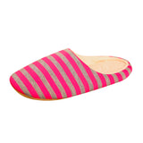 Women House Shoes 2024 Soft Striped Indoor Mute Cotton Slippers Non-Slip Slippers Warm Plush Unisex Comfort Home Floor Slipper