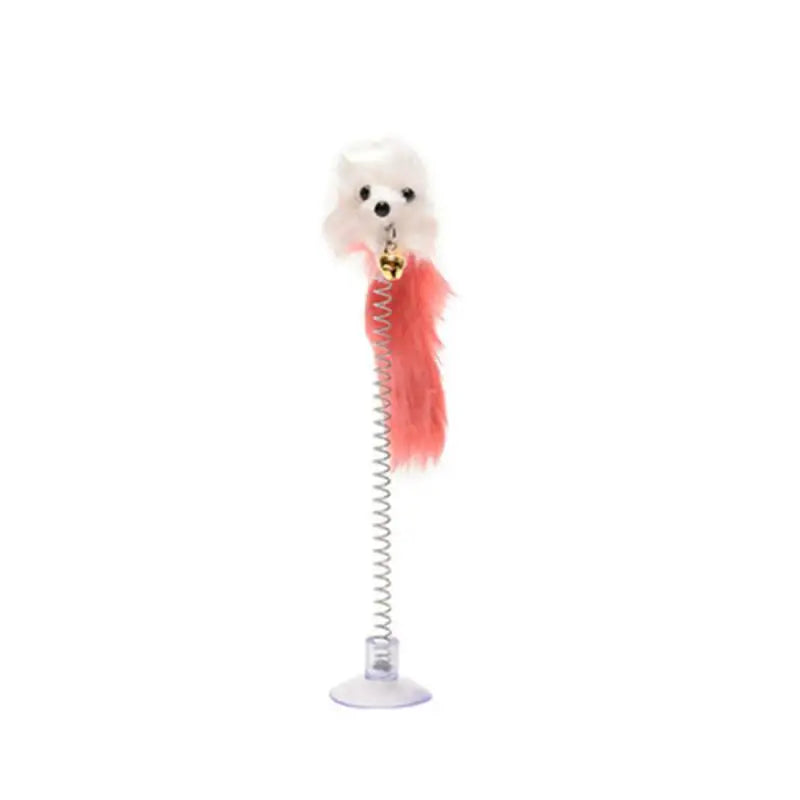 Cartoon Pet Cat Toy Stick Feather Rod Mouse Toy With Mini Bell Cat Catcher Teaser Interactive Cat Toy Random Color Pet Supplies