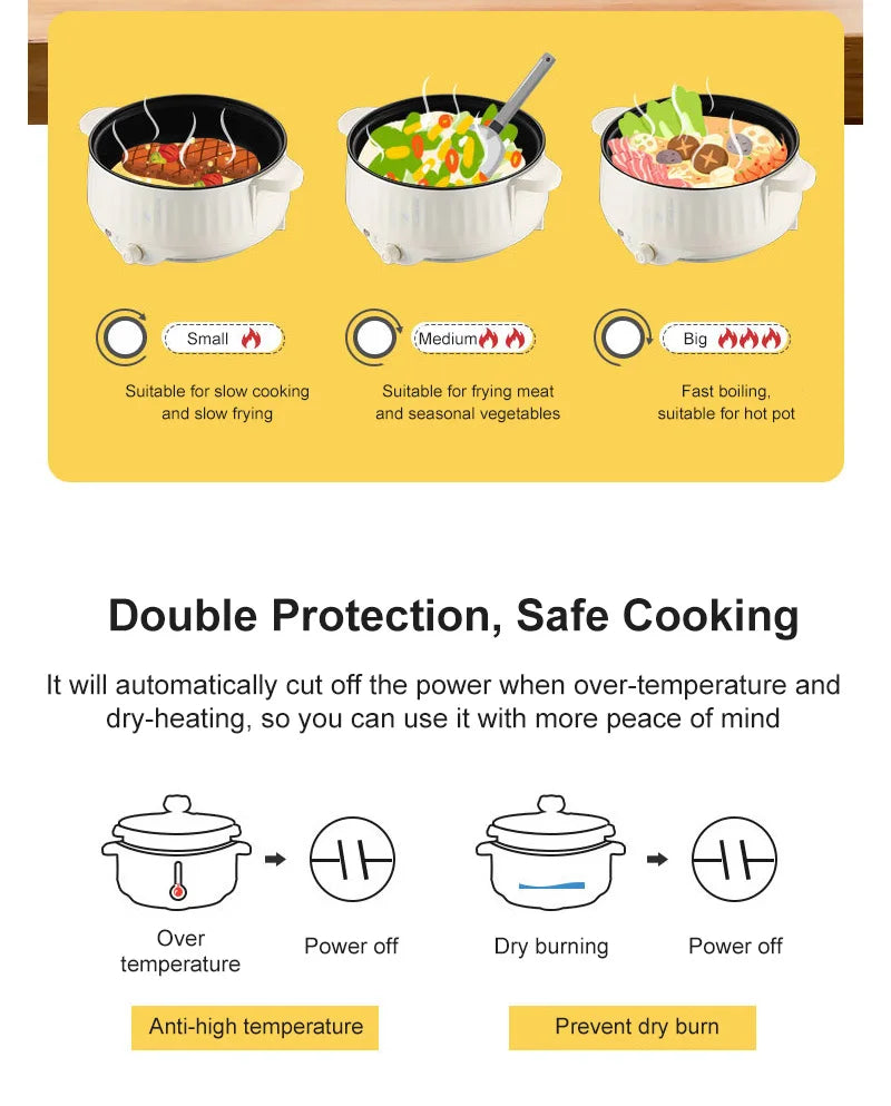 220V Multi Cookers Single/Double Layer Electric Pot 1-2 People Household Non-stick Pan Hot Pot Rice Cooker Cooking Appliances