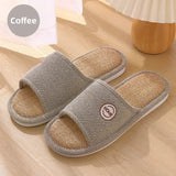 Couples Home Cotton Linen Slippers Women Indoor Bedroom Soft Slides Comfortable Men House Shoes Non-slip Breathable Flats