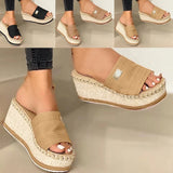 Womens High Heels Sandal Thick Bottom Casual Shoes Ladies Leisure Summer Wedges Sandals Woman Shoes Women Platform Mules Slipper