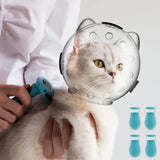 Breathable Cat Muzzle Transparent Anti-Bite Protective Space Hood Durable Cat Grooming Accessories with 4 Silicone Paw Shoes