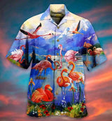 Summer Hawaiian Shirt for Men Designer 3d Printing Flamingo Short Sleeve Oversized Funny Men's Clothing Fashion Beach Harajuku