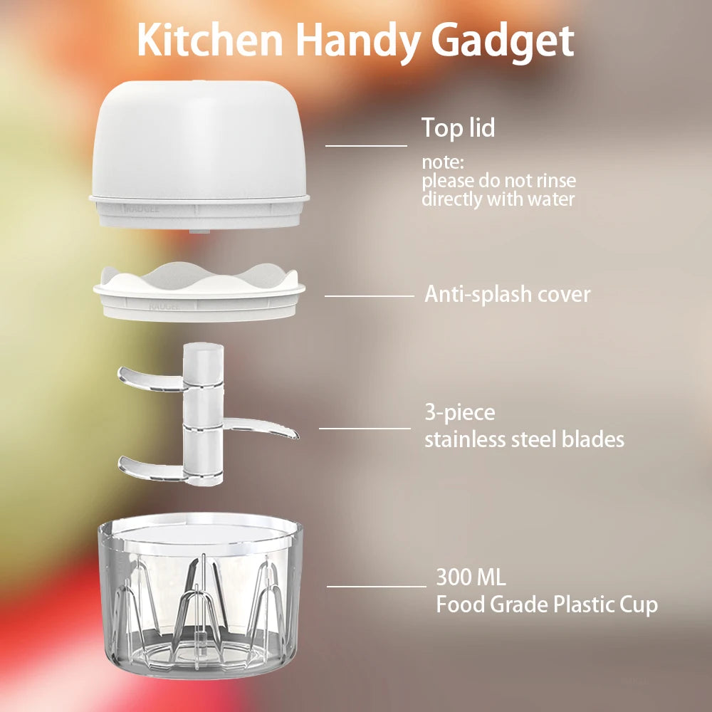 Electric Chopper Mini Food Processor Portable Electric Garlic Chopper Mini Wireless Vegetable Garlic Onion Meat Grinder Blender